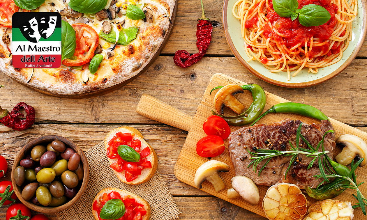 Buffet italien à volonté + apéritif maison chez Al Maestro Dell Arte