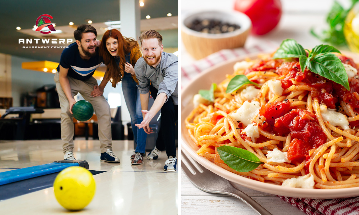 Bowlen (1,5 uur) + shuffleboard, sjoelbak of petank (30 min) + poolen (60 min) en/of pastagerecht