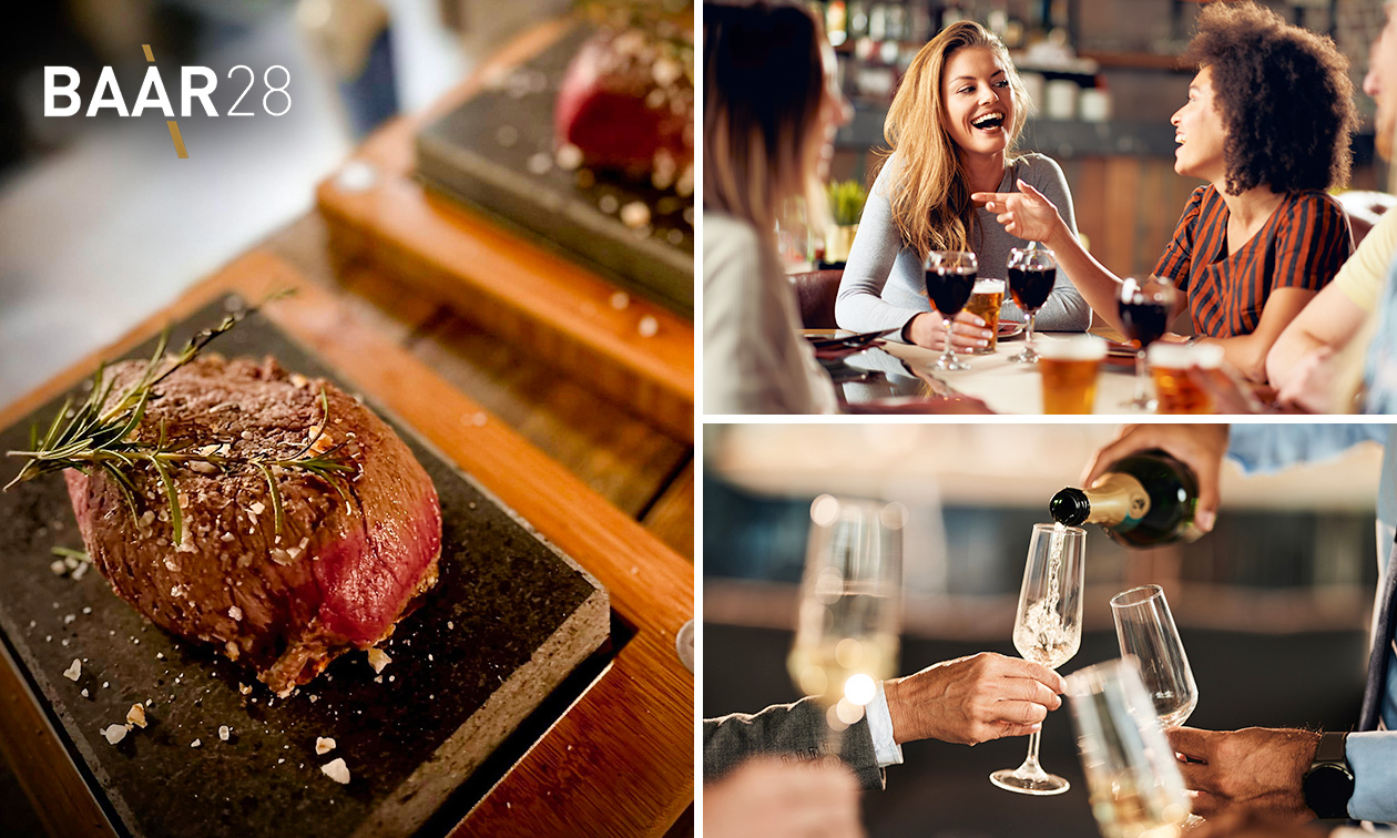 Steak + friet + saus + aperitief bij Baar28