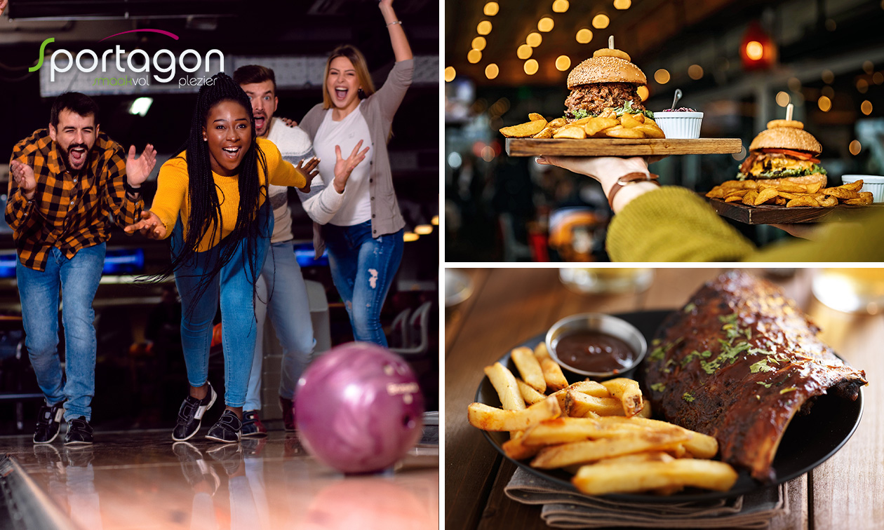 Bowlingarrangement naar keuze met pizza, burger of spareribs