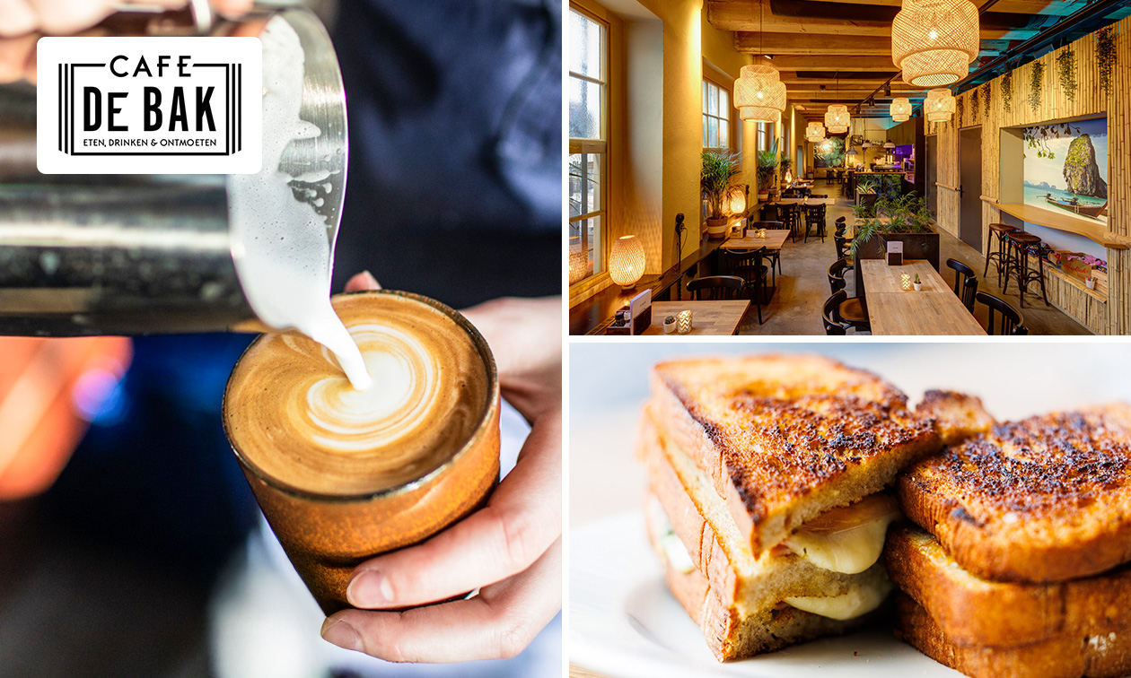 Warme drank + gebak naar keuze of tosti + drankje naar keuze