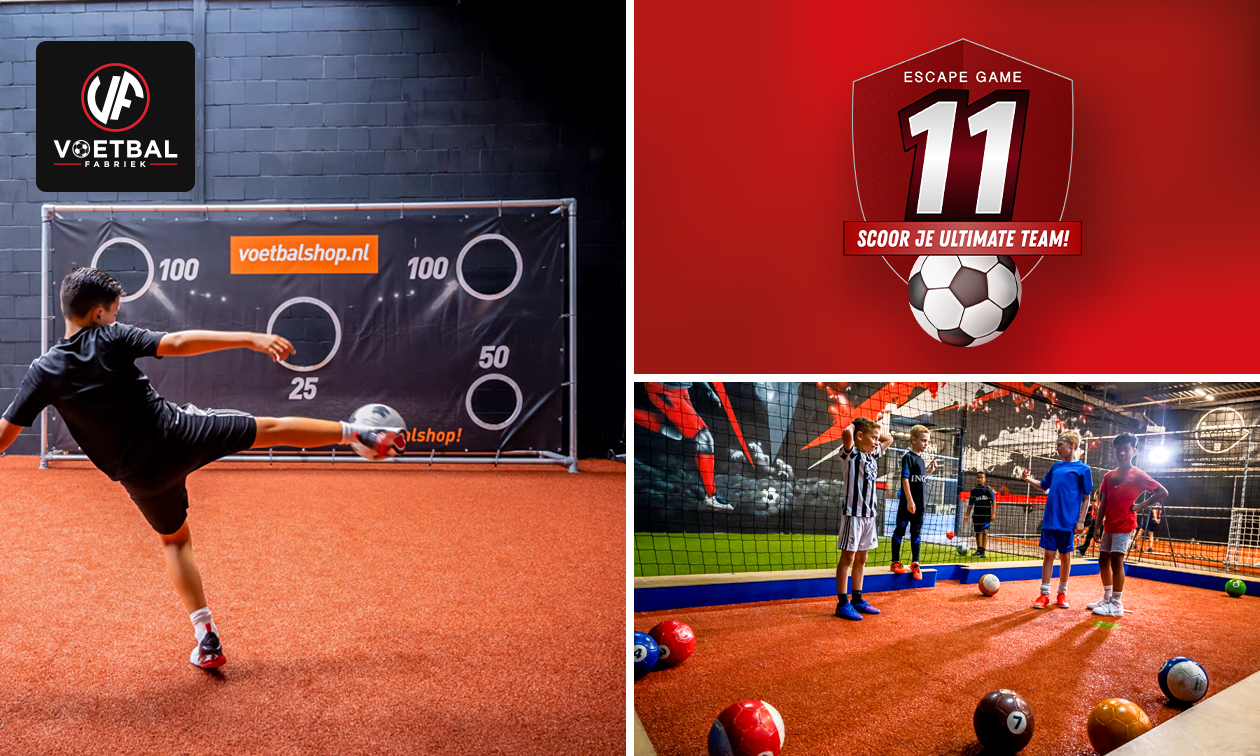 Voetbalactiviteiten (1,5 uur) en/of voetbal-escaperoom bij De Voetbalfabriek