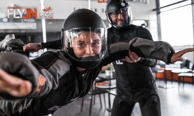 3 vols de simulation de chute libre + pack vidéo + boisson chez FLYIN Liège