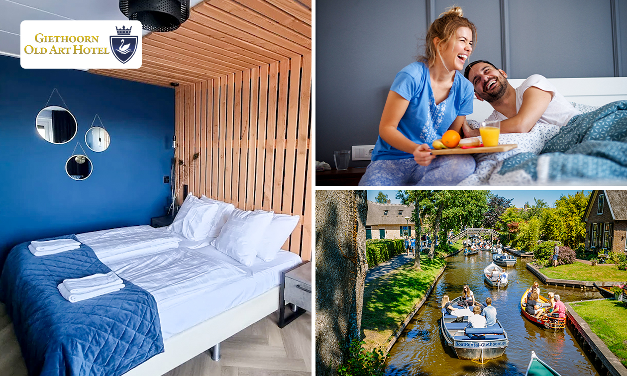 Nuit pour 2 en chambre avec vue sur l'eau + verre de bienvenue + check-out tardif à Giethoorn