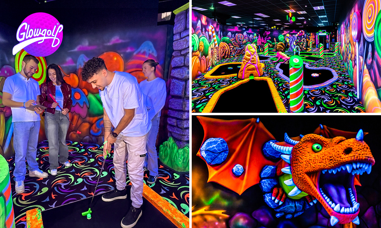 Glow-in-the-dark-minigolf bij GlowGolf Schiedam + evt. drankje