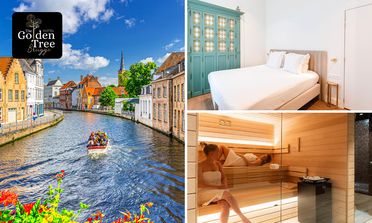 Overnachting voor 2 + ontbijt met glas bubbels + late check-out + toegang wellness in Brugge