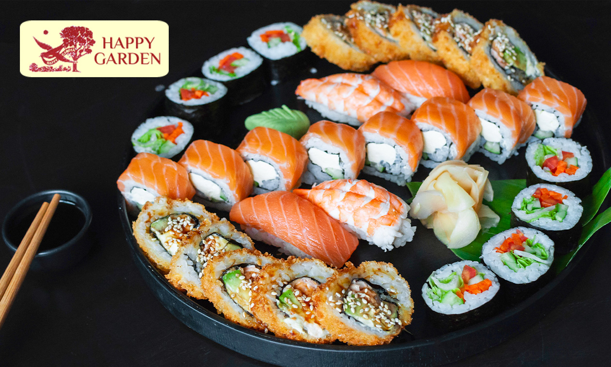 Sushibox naar keuze (24 of 81 stuks) voor afhaal bij Happy Garden