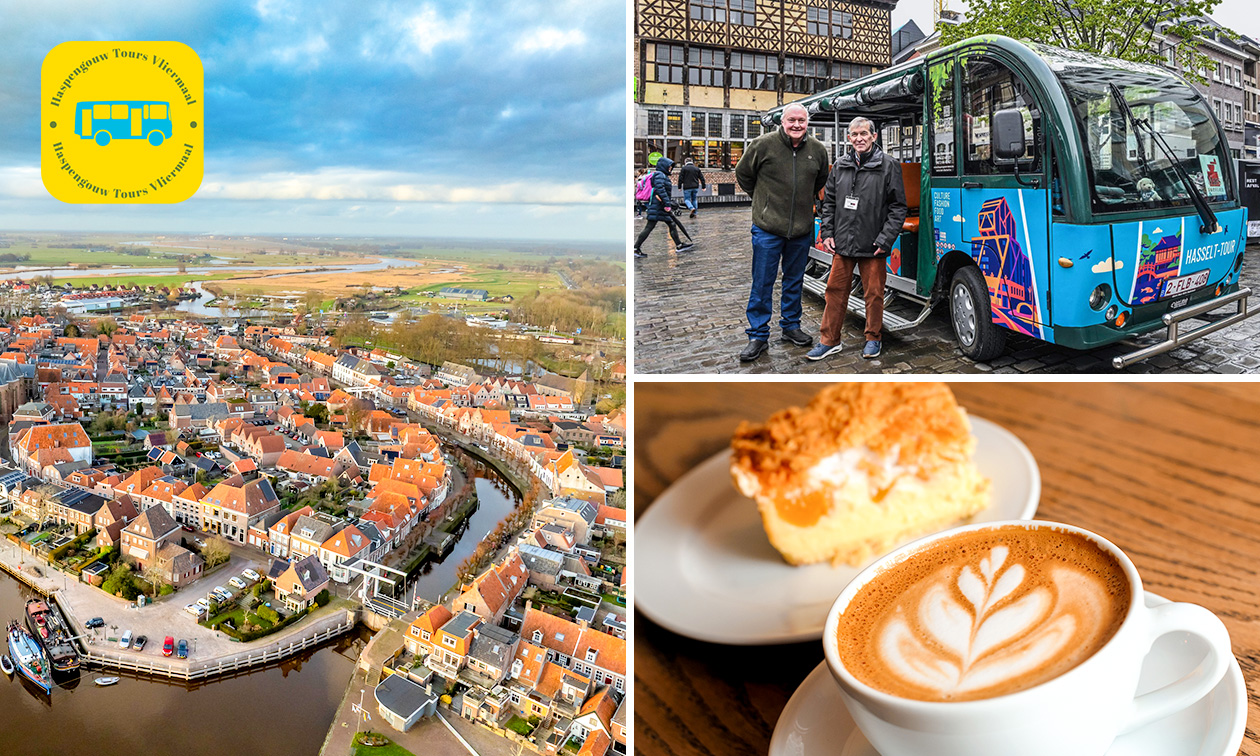 Hop-on Hop-off Shuttle OF tour door Haspengouw (1,5 uur) + koffie + taart