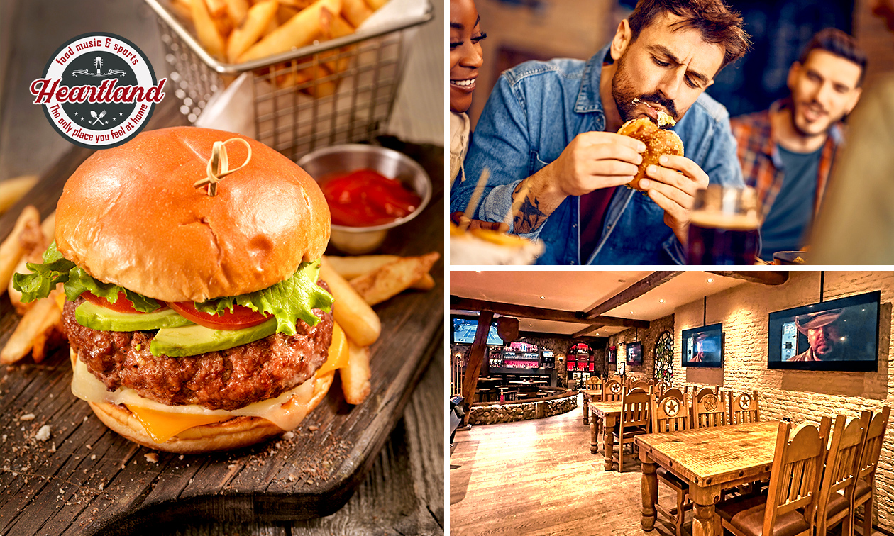 Burger + bijgerecht + drankje bij Heartland