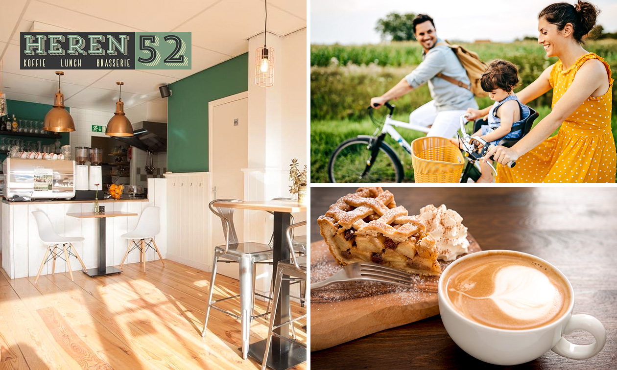 Fietsarrangement incl. warme drank + gebak + lunch bij Heren 52