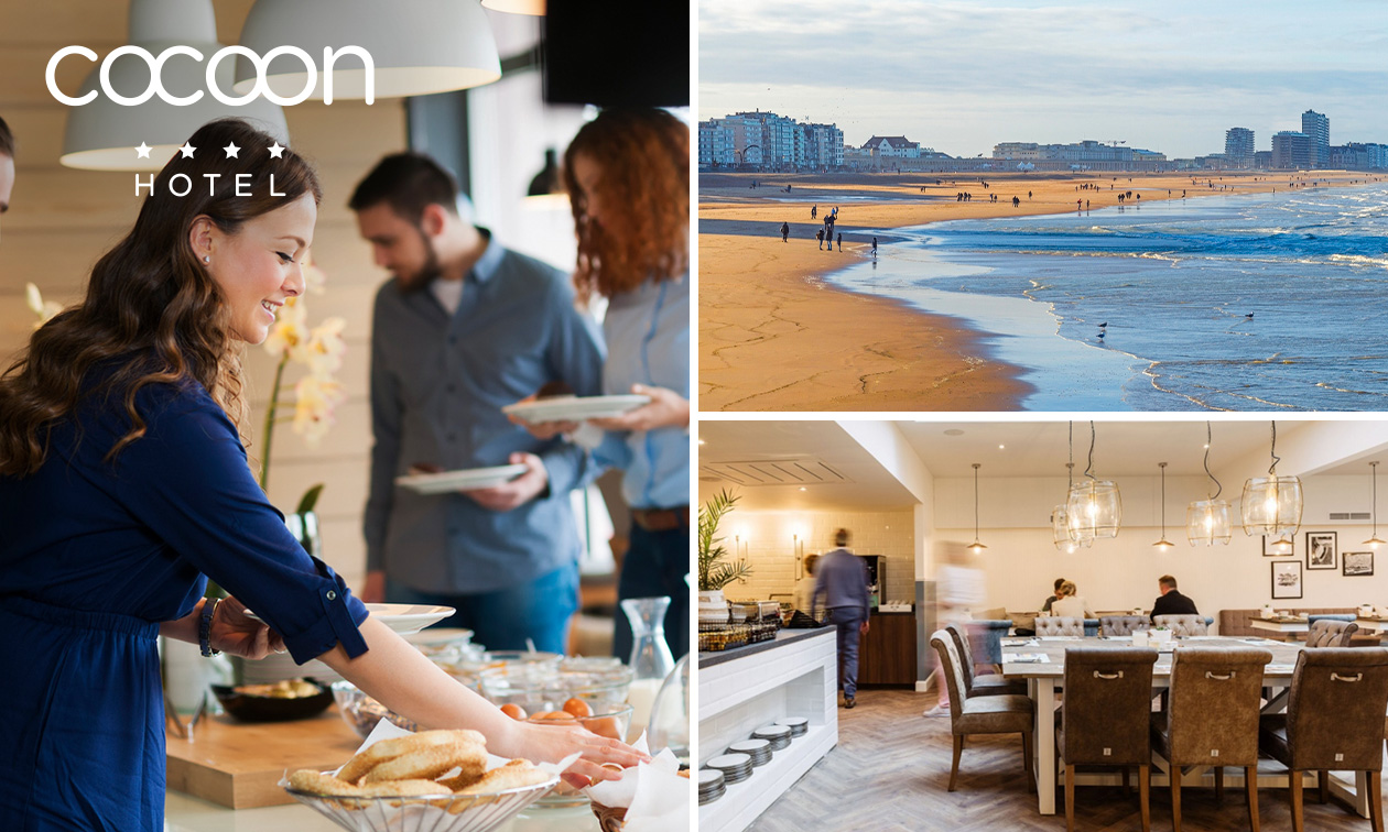 Luxe ontbijtbuffet + glaasje bubbels bij Hotel Cocoon in Oostende