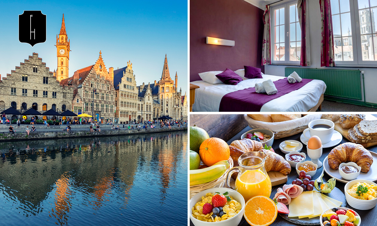 Nuit pour 2 dans une chambre au choix + petit-déjeuner + verre de bienvenue au cœur de Gand