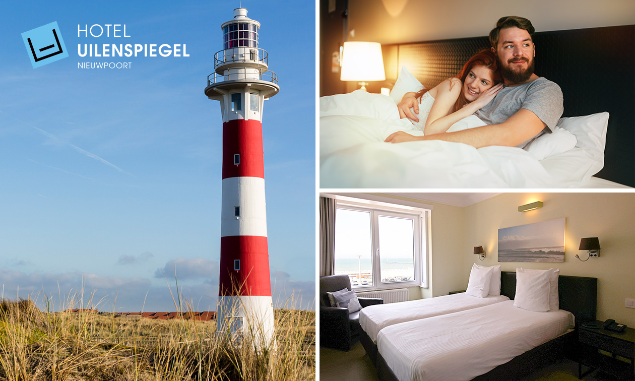 Overnachting voor 2 met zeezicht + ontbijt + flesje wijn + late check-out aan de kust