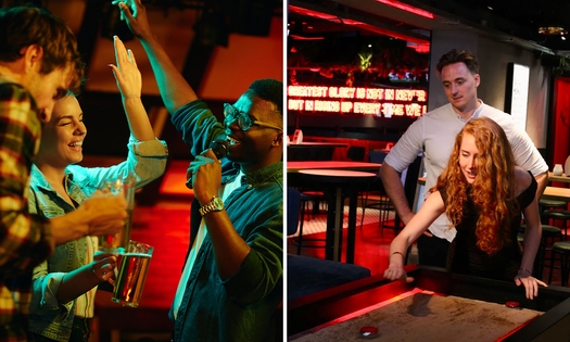 Privé-karaokekamer voor 4 tot 12 personen (55 min) of shuffleboard voor 2 tot 10 personen (60 min)