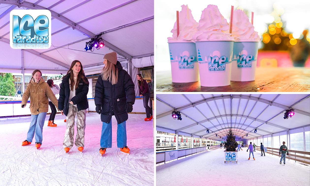 Entree Ice Paradise + huur schaatsen + warme chocolademelk bij Westfield Mall of the Netherlands