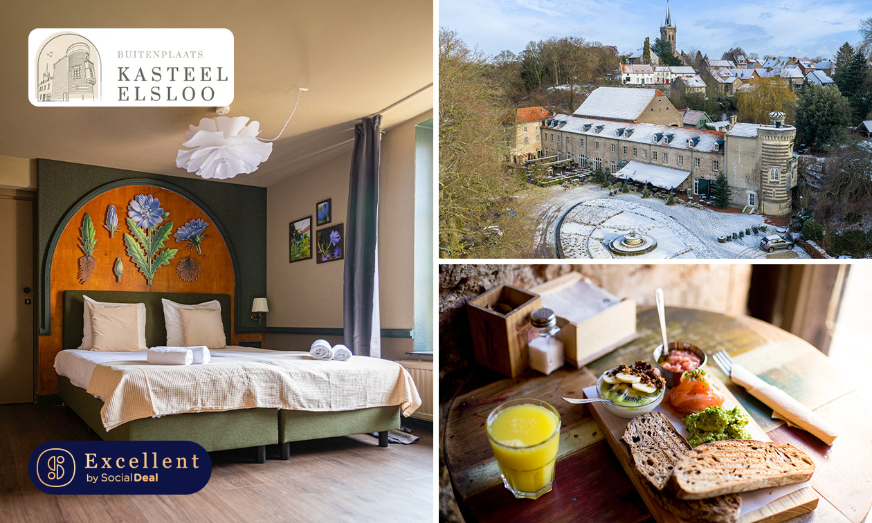 Nuit de luxe pour 2 + petit-déjeuner + évtl. dégustation de vin au château d'Elsloo