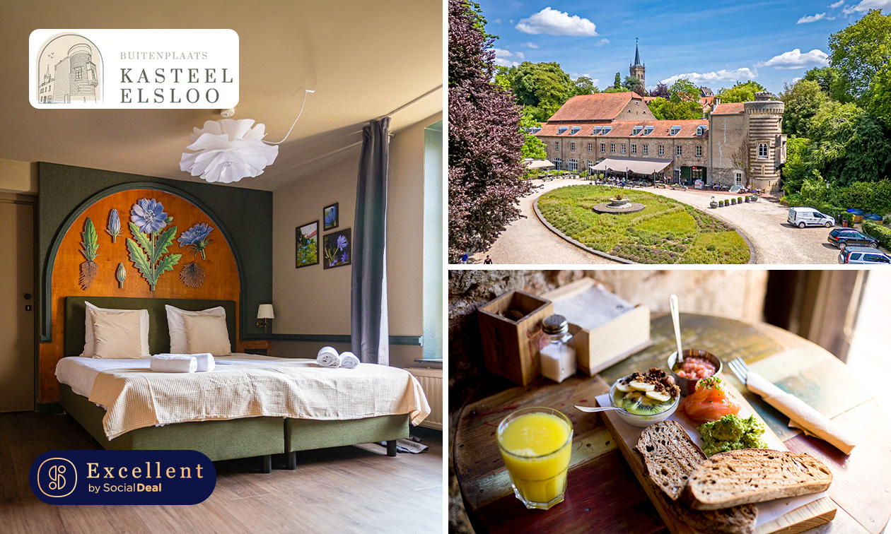 Nuit de luxe pour 2 + petit-déjeuner + évtl. dégustation de vin au château d'Elsloo