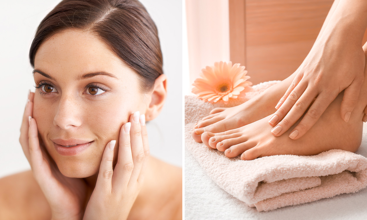 Wenkbrauwbehandeling of gezichtsbehandeling + evt. pedicurebehandeling
