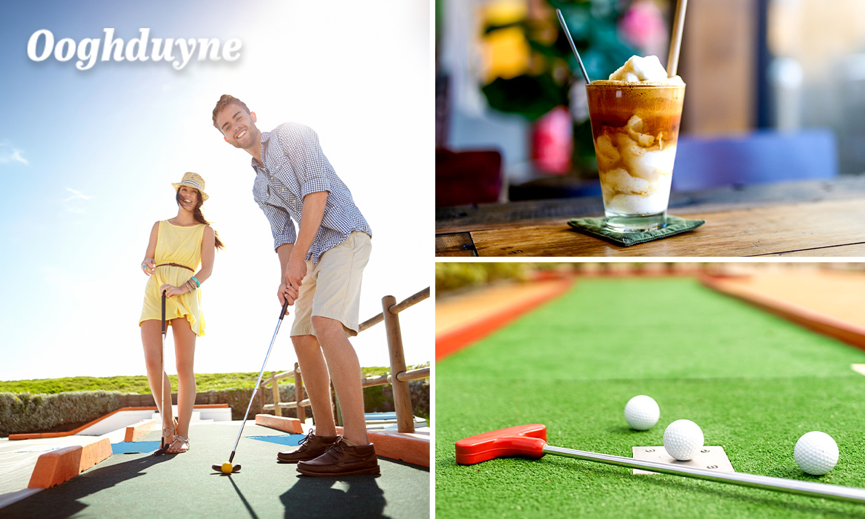Potje minigolf + frozen cappuccino of slush puppie bij Ooghduyne