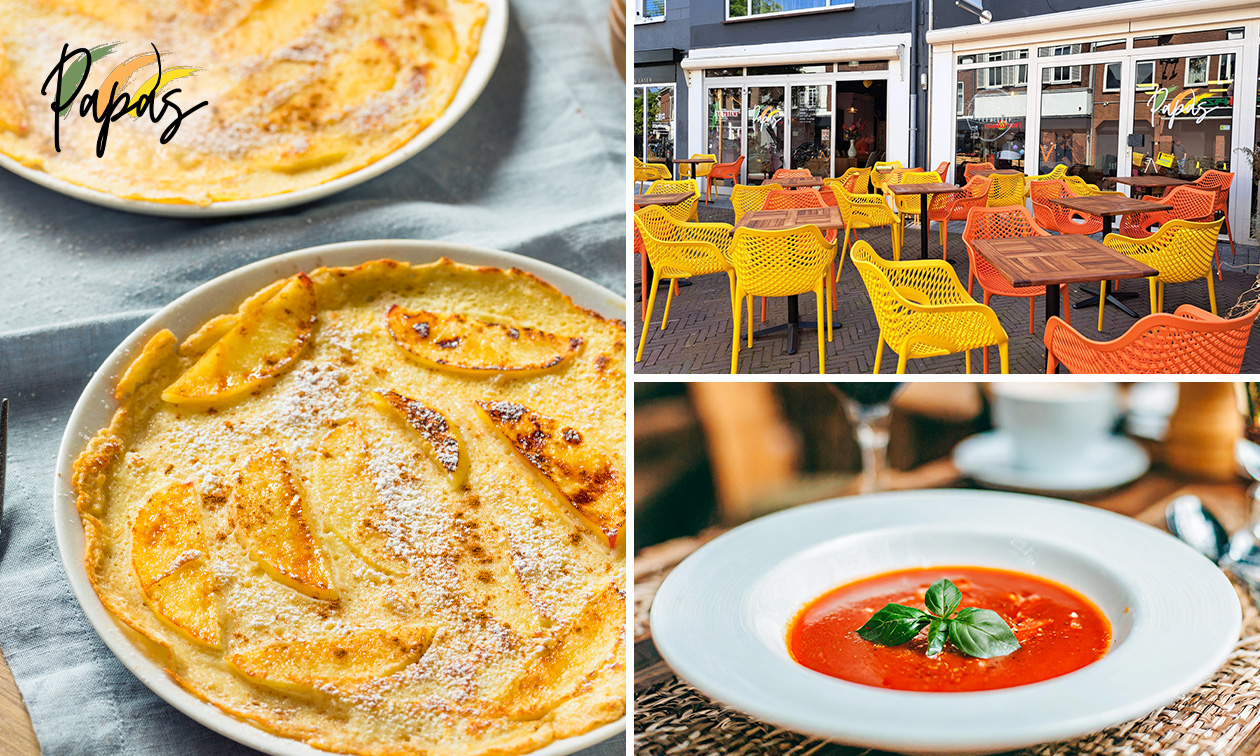 Pannenkoek + 3 toppings + drankje naar keuze bij Papa's Pannenkoeken
