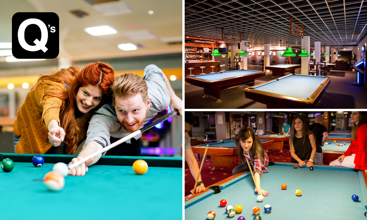 1 of 2 uur poolen bij Q's Pool- en Snookercentrum