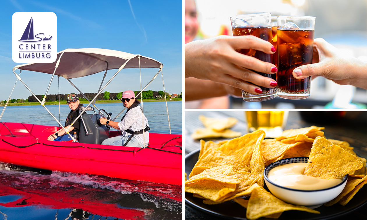 Motorboot naar keuze voor 4 personen (3 uur) + drankje + chips