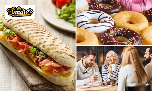 Koffiespecial + donutproeverij of panini bij Sandra's Broodjes Corner