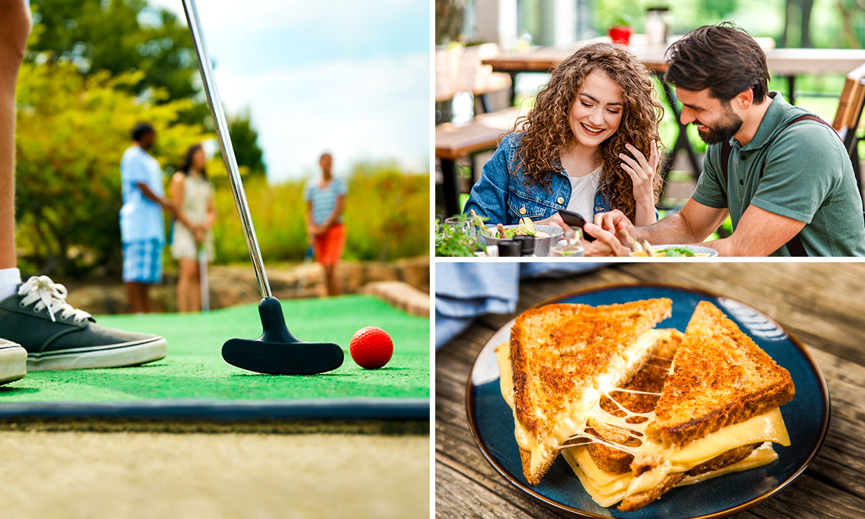 Minigolf voor kinderen of volwassenen + broodje naar keuze + frisdrankje naar keuze