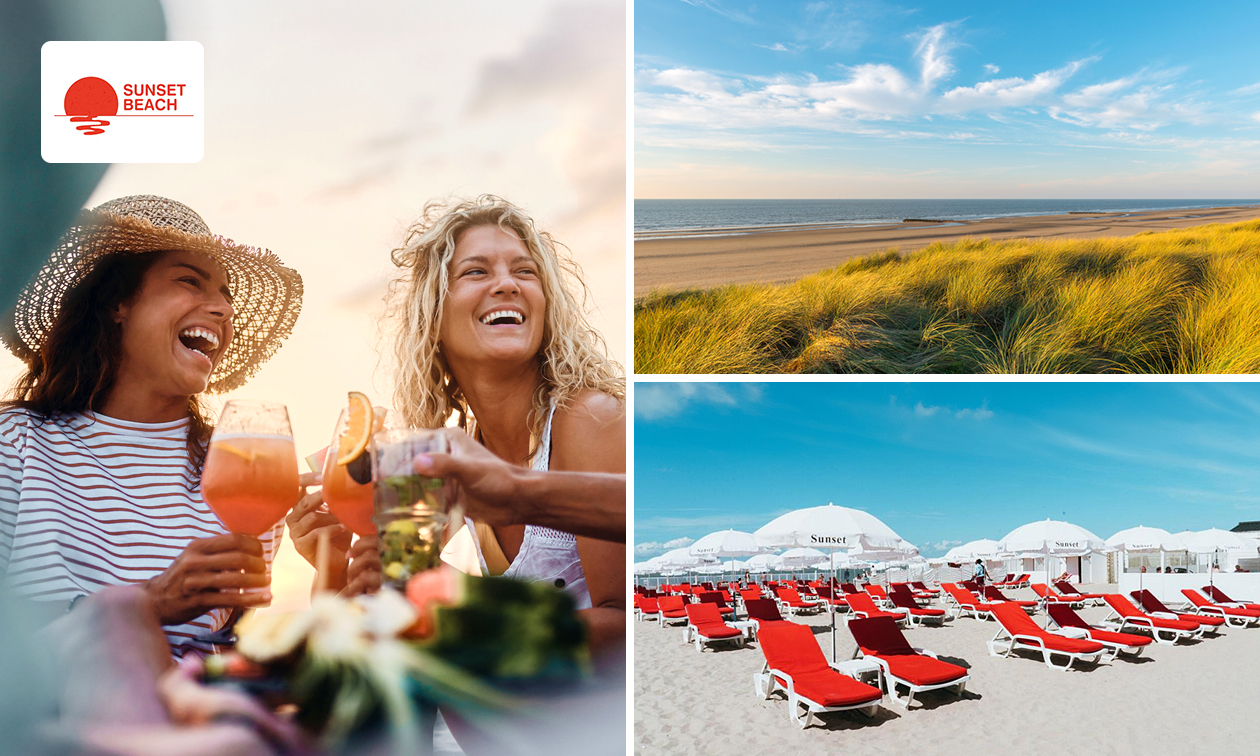 Strandbed + tropische cocktail aan het strand in Blankenberge
