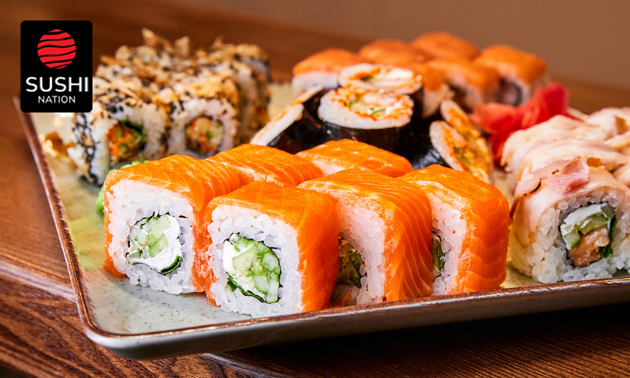 Sushicombo (48 stuks) + 5 mini-loempia's voor afhaal bij Sushi Nation Beerse