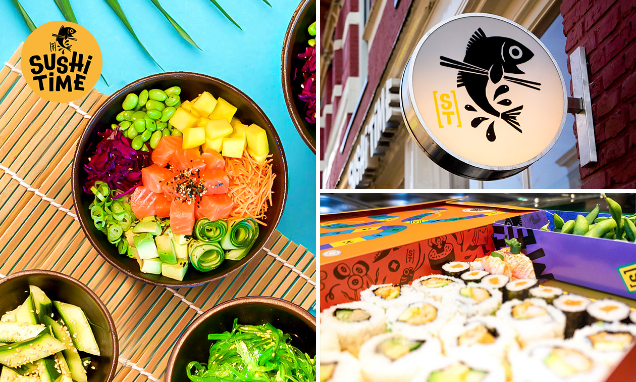 Sushibox (16, 32 of 72 stuks) of pokébowl + snack om af te halen bij Sushi Time Aalsmeer