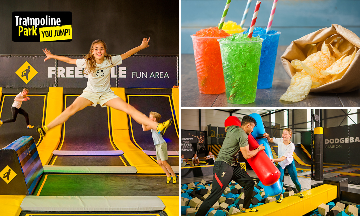 Jump ticket (90 of 120 min) voor You Jump Eersel + gripsokken + chips + slushy