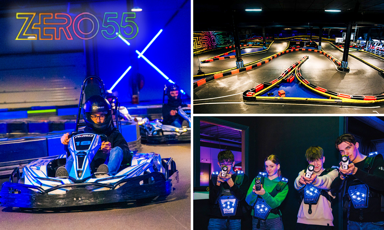 2 Heats E-Kart fahren (2x 10 Min.) oder 1 Heat E-Kart fahren + 1 Spiel LaserTag (12 Min.)